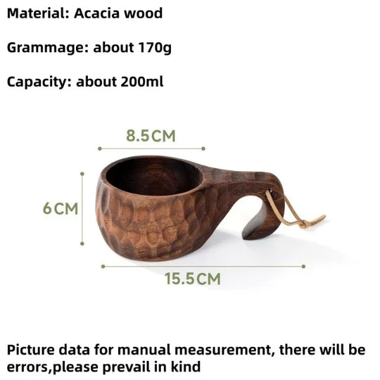 Handmade Wooden Mug Acacia Wood Coffee Tea Milk Cup