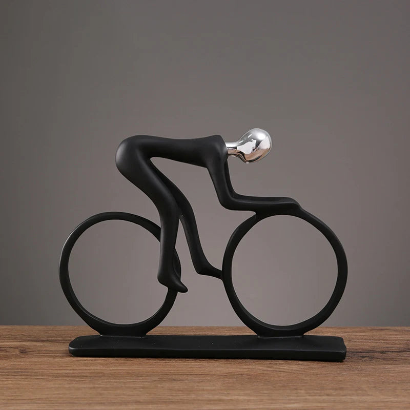 Modern Abstract Resin Bicycler Cyclist Statue