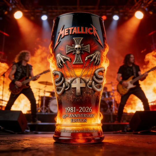 Metallica 45th Anniversary1981-2025 3D Embossed Blue Beer Glass