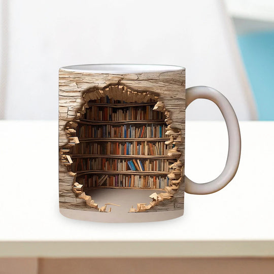 Bookshelf Pattern Multi-Purpose Tea Cup