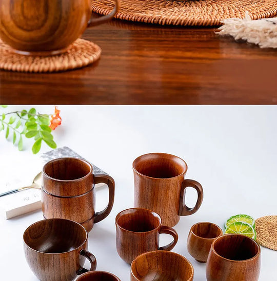 Wooden Cups Handmade Jujube Wood Handle Cups