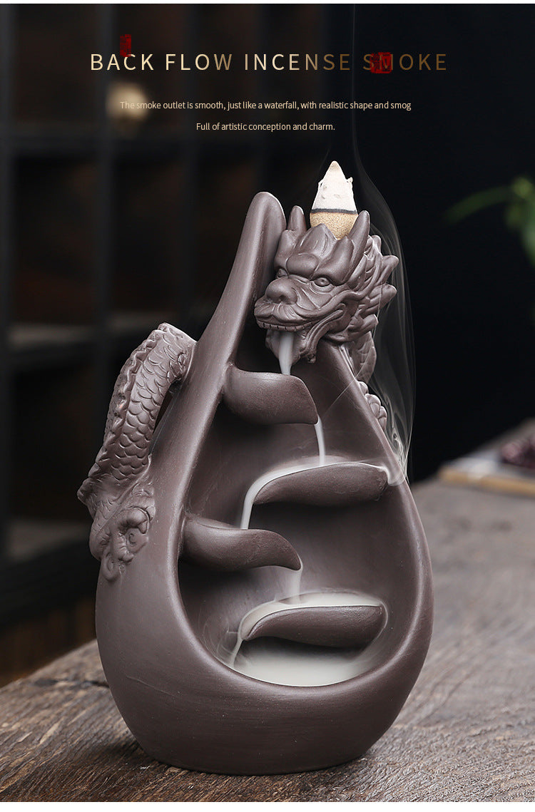 Dragon Incense Burner, Waterfall Backflow Incense Holder(Without Incense)