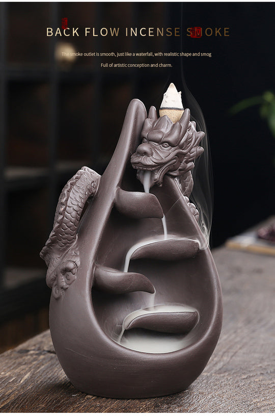 Dragon Incense Burner, Waterfall Backflow Incense Holder(Without Incense)
