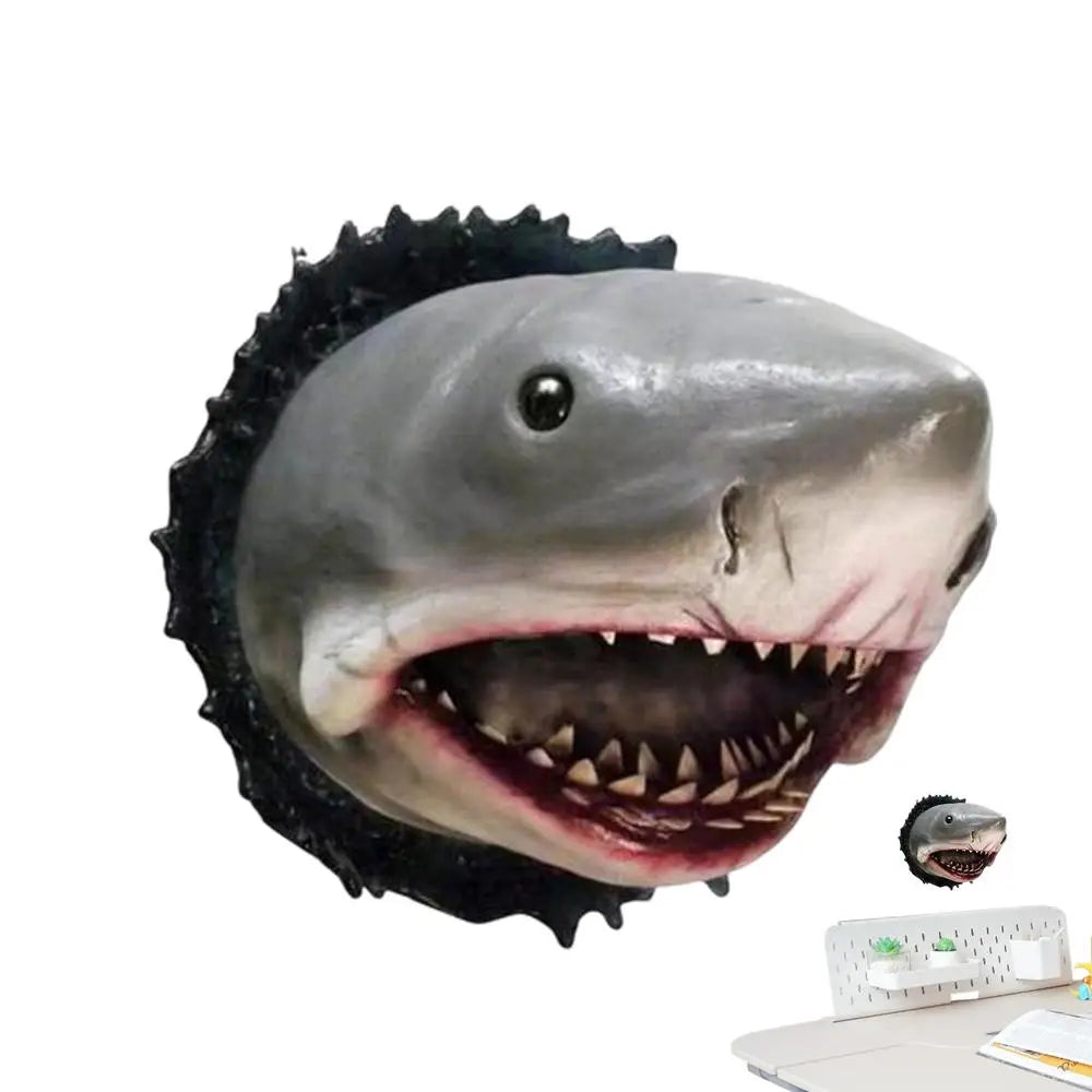 Shark Wall Mounted Trophy Sculpture Wall Realistic Shark Decoration Statue Scary Great Shark Sculpture Art Decoration for Home