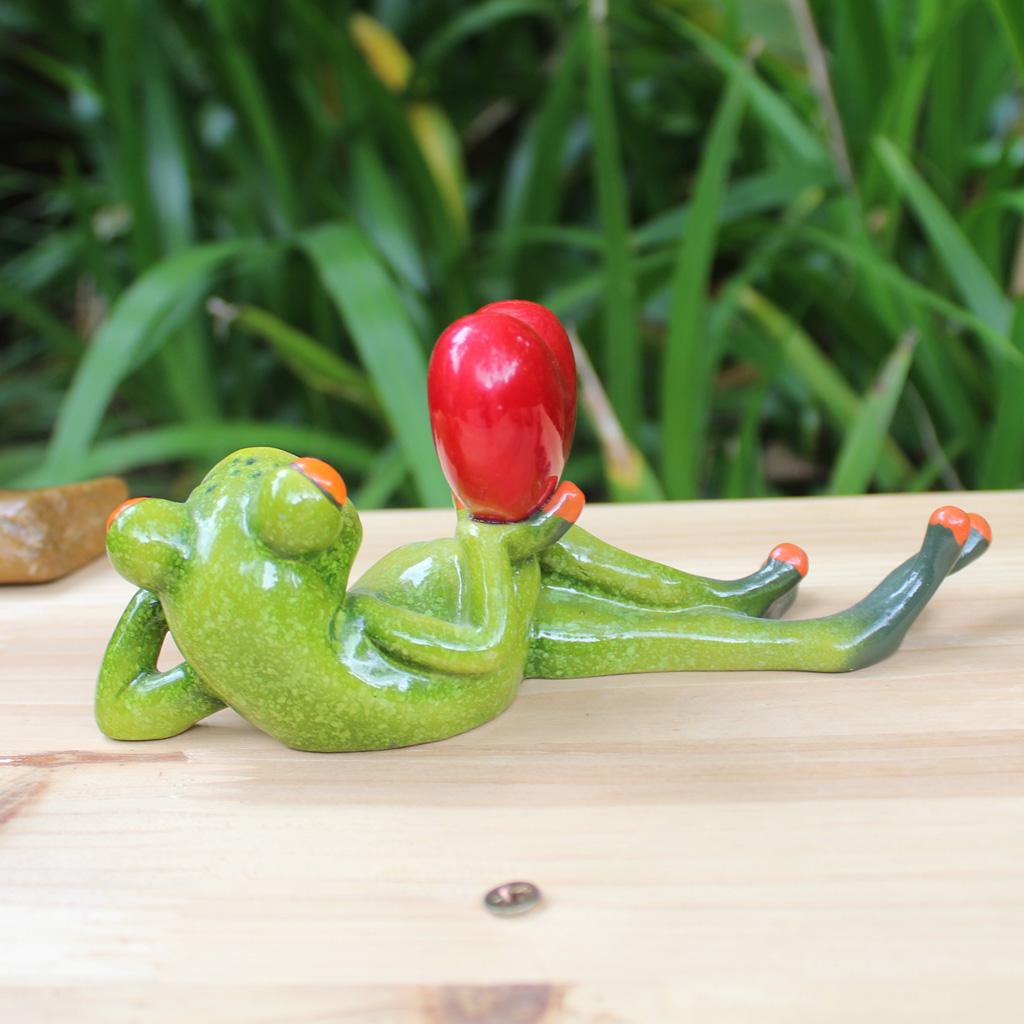 Resin 3D Craft Frog Figurine Office Desktop Decoration Collectible Ornament