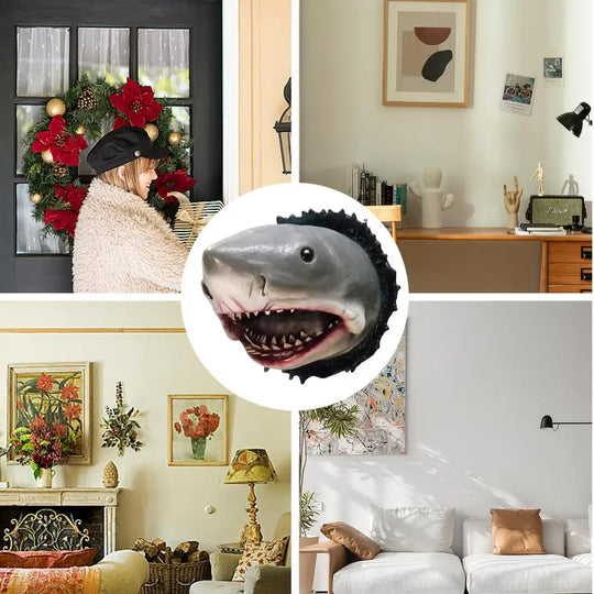 Shark Wall Mounted Trophy Sculpture Wall Realistic Shark Decoration Statue Scary Great Shark Sculpture Art Decoration for Home