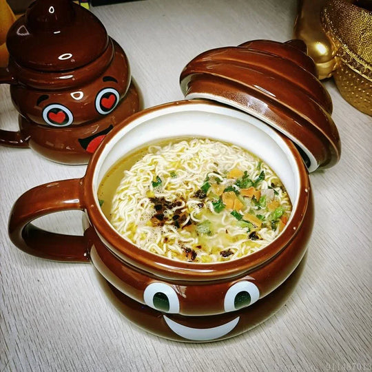 Japanese Style Shape Instant Noodle Bowl, Ceramic Personality Spoof Friends Classmate Gifts, Creative Mugs, 450ML Water Cup, 1Pc