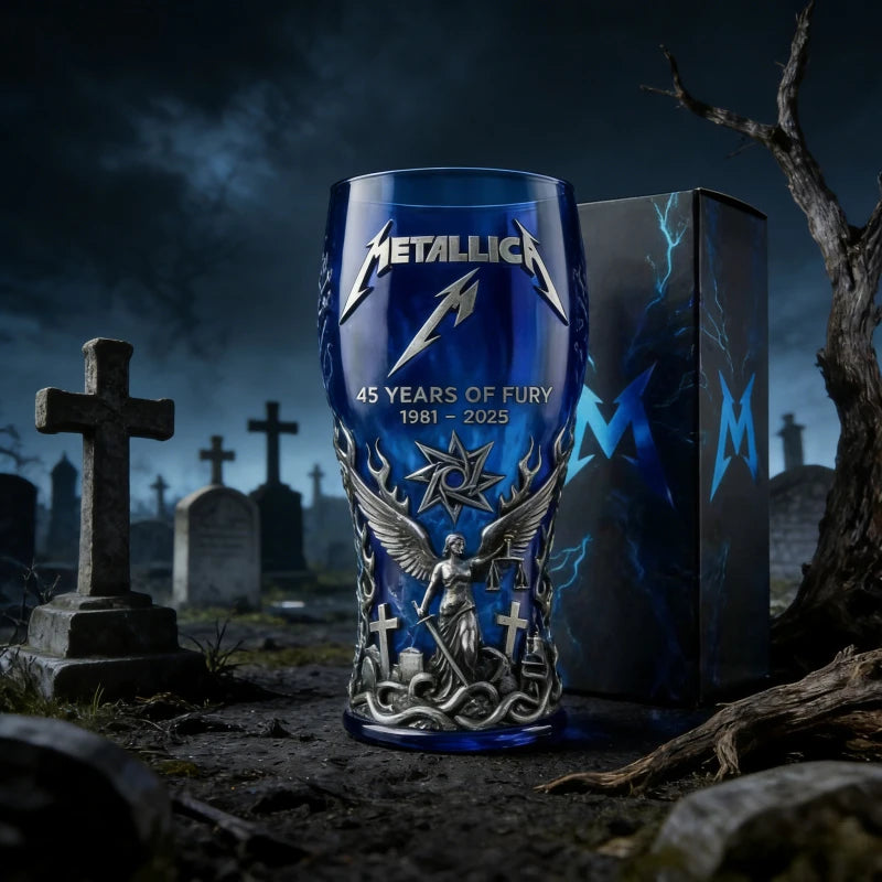 Metallica 45th Anniversary1981-2025 3D Embossed Blue Beer Glass