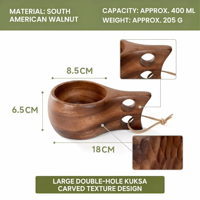 Handmade Wooden Mug Acacia Wood Coffee Tea Milk Cup