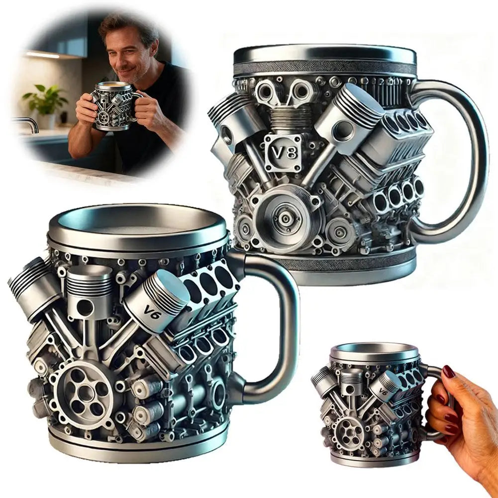 Vintage Engine Coffee Cup 200ml Insulation Water Mug for Car Enthusiasts Mechanics Engineers Fathers Men Boyfriends Gifts