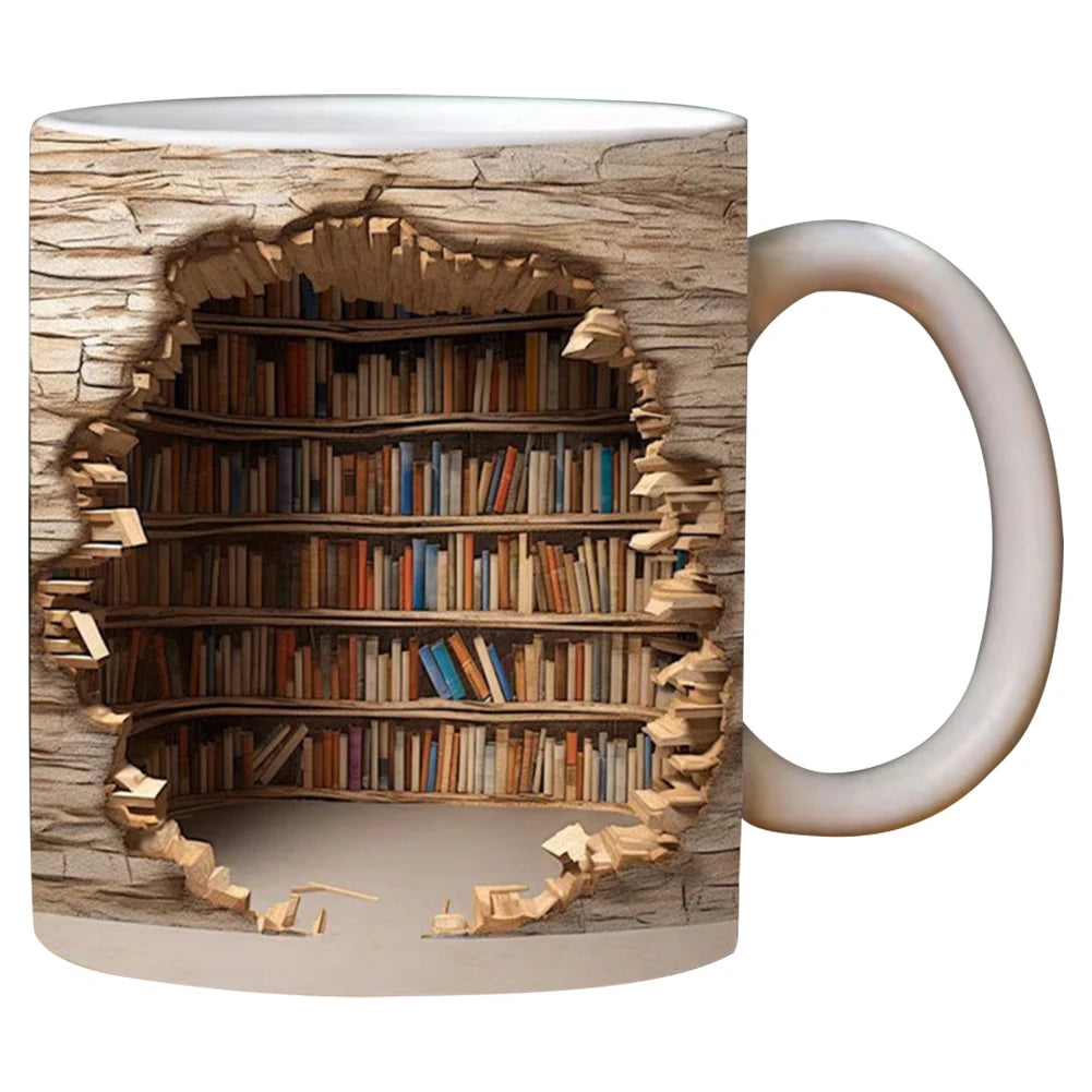 Bookshelf Pattern Multi-Purpose Tea Cup