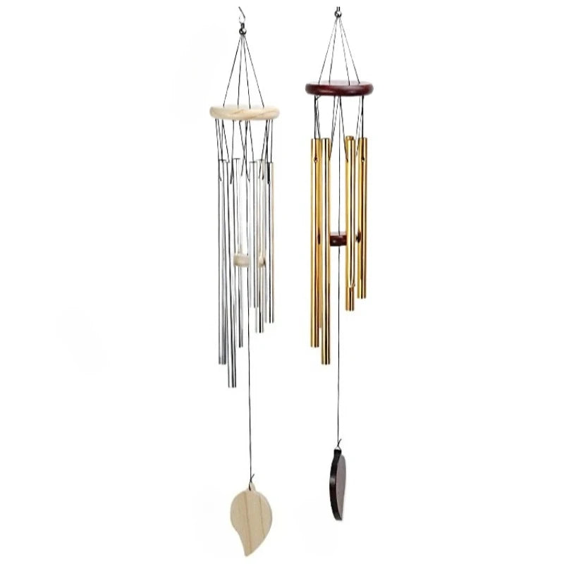 Wind Chimes - Aluminum Alloy, 6/12 Tubes, Gold/Silver, Clear Sound, with Hook for Home/Outdoor Wedding Party Memorial Decoration