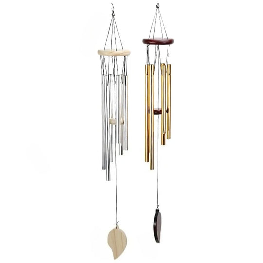 Wind Chimes - Aluminum Alloy, 6/12 Tubes, Gold/Silver, Clear Sound, with Hook for Home/Outdoor Wedding Party Memorial Decoration