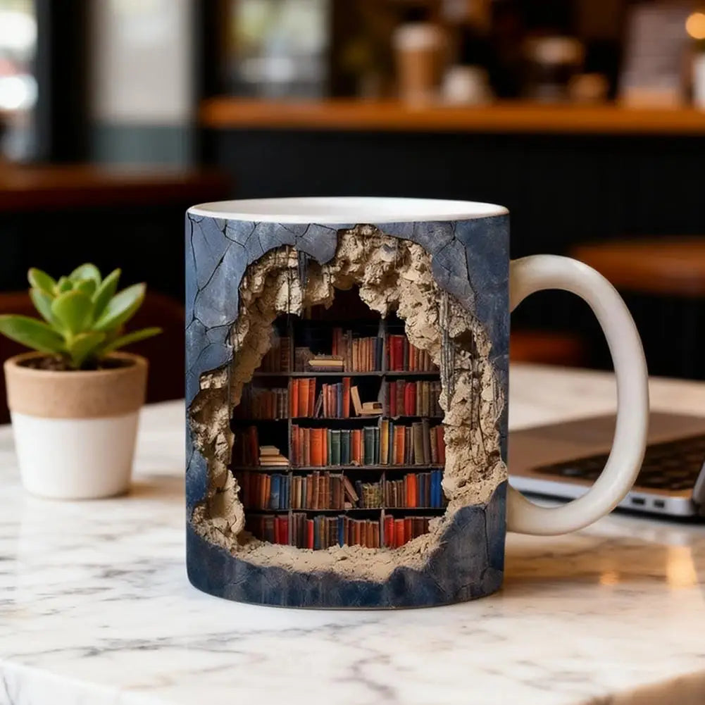 3D Library Book Mug Ceramic Shelf Mug
