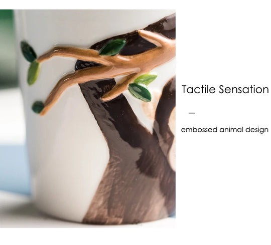 310ML Embossed Monkey Mug Ceramic Novelty 3D Animal Coffee Cup