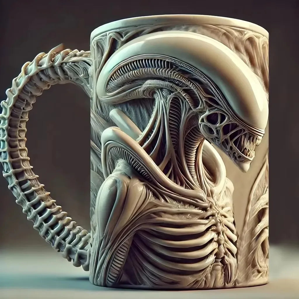 1PC New Xenomorph Mug 3D Flat Heat Transfer Alien Coffee Cup for Home And Office