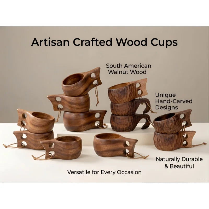 Handmade Wooden Mug Acacia Wood Coffee Tea Milk Cup