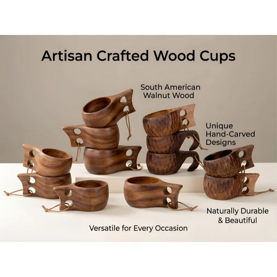 Handmade Wooden Mug Acacia Wood Coffee Tea Milk Cup