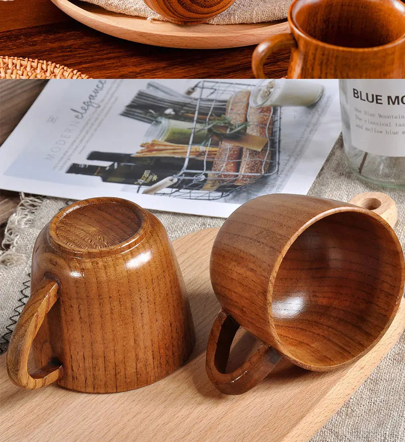 Wooden Cups Handmade Jujube Wood Handle Cups