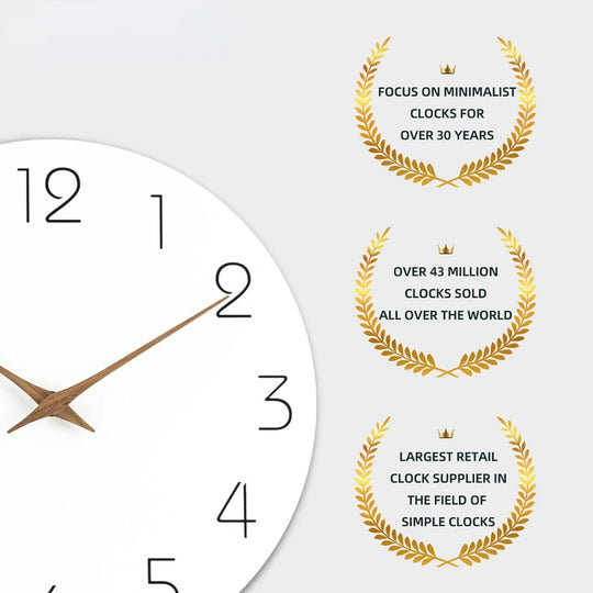 Wall Clock 12 Inch Silent Non Ticking Wood Wall Clocks Battery Operated Wooden White Modern Simple Minimalist Hanging Wall Clock
