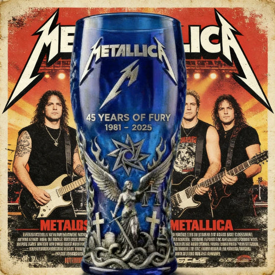 Metallica 45th Anniversary1981-2025 3D Embossed Blue Beer Glass