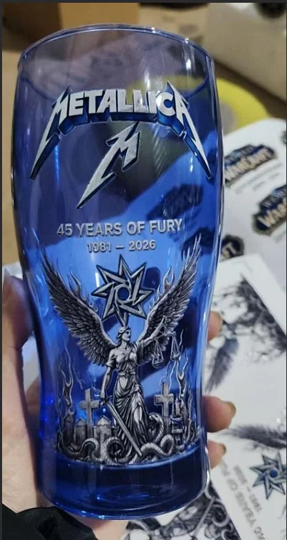 Metallica 45th Anniversary1981-2025 3D Embossed Blue Beer Glass