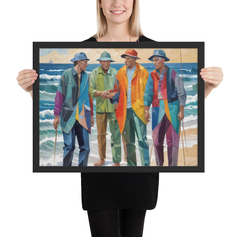 Four Old Guys at the Beach Framed poster12