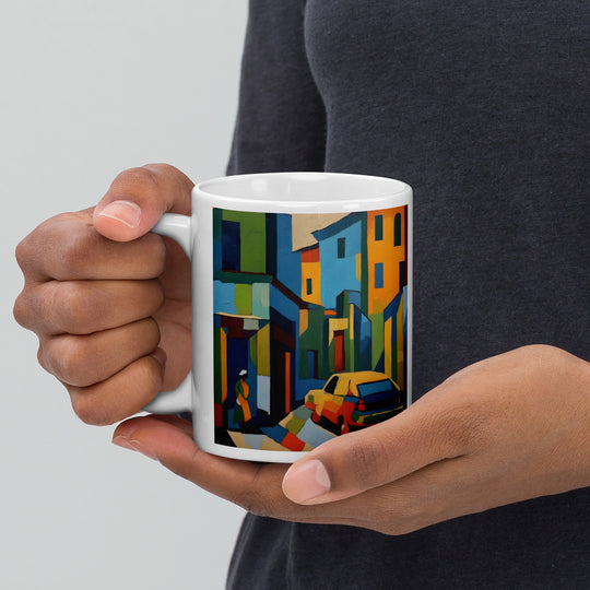 A Lonely Street Before Waking UP White glossy mug2