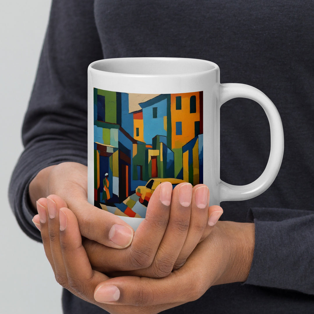 A Lonely Street Before Waking UP White glossy mug5